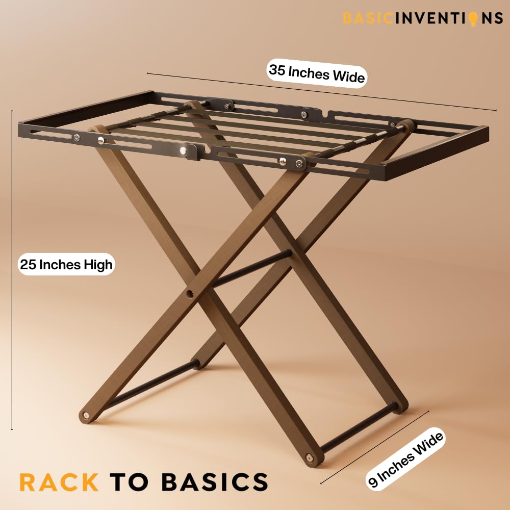 Rack to Basics luggage rack steel frame and wood top for durability.