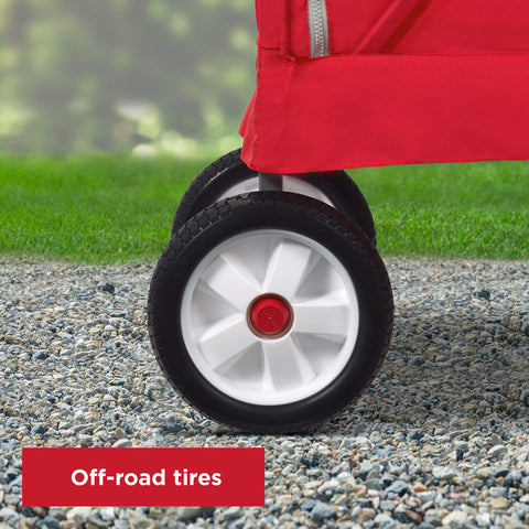 Radio Flyer wagon rear storage pouch keeps essentials within reach