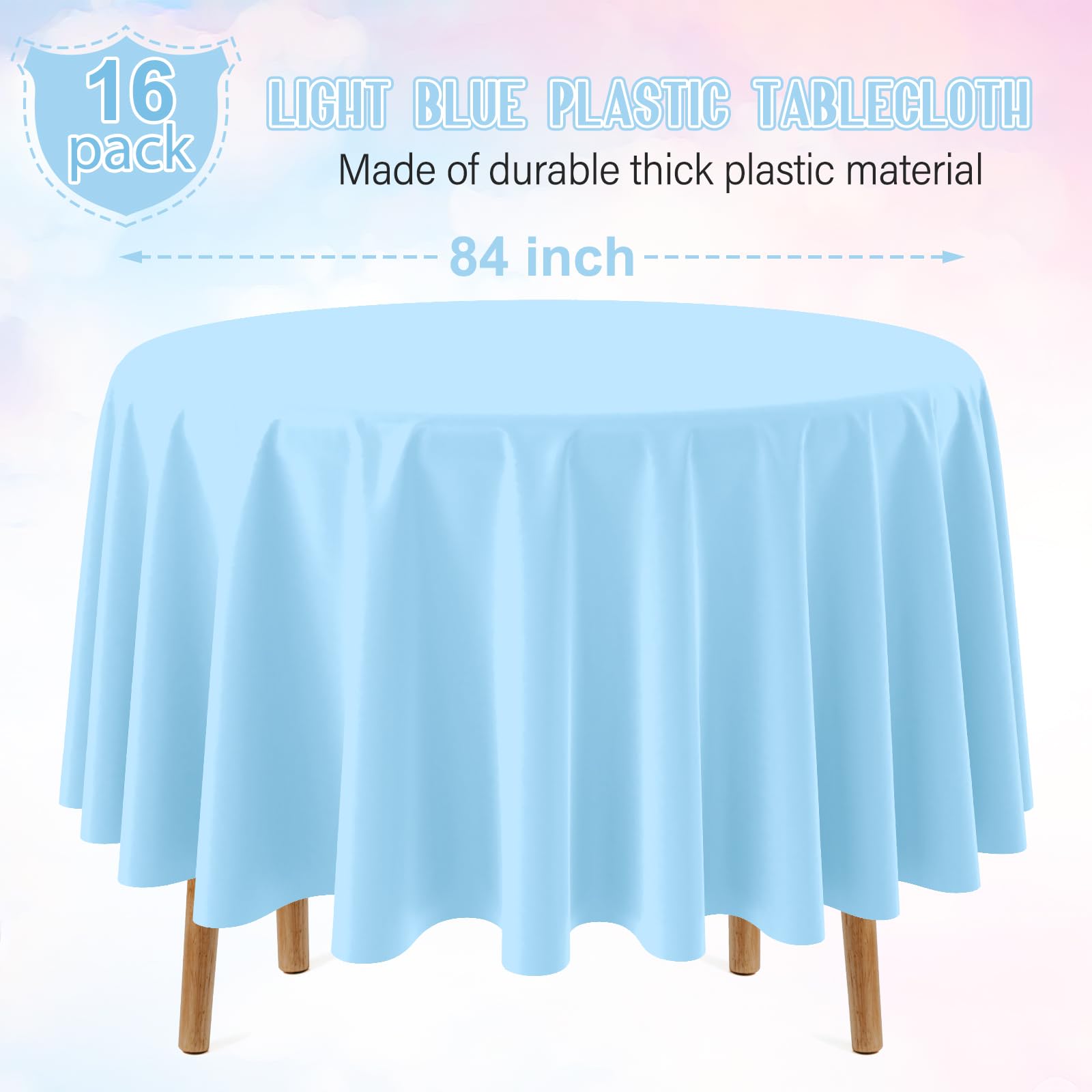 Ragnhild baby blue plastic tablecloth waterproof and stain-resistant for spill protection