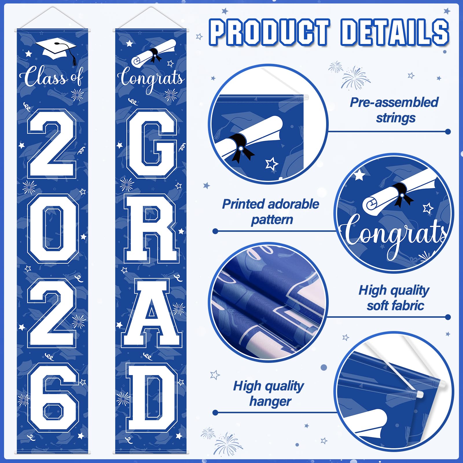 Ragnhild blue silver foil curtains provide a shimmering backdrop.