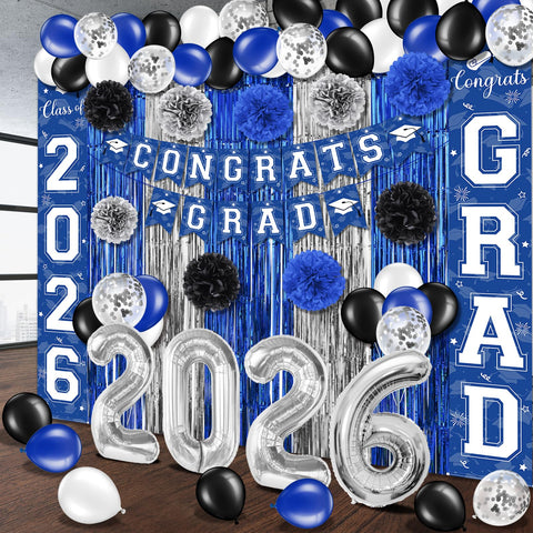 Ragnhild blue silver latex balloons give durable colorful touches.