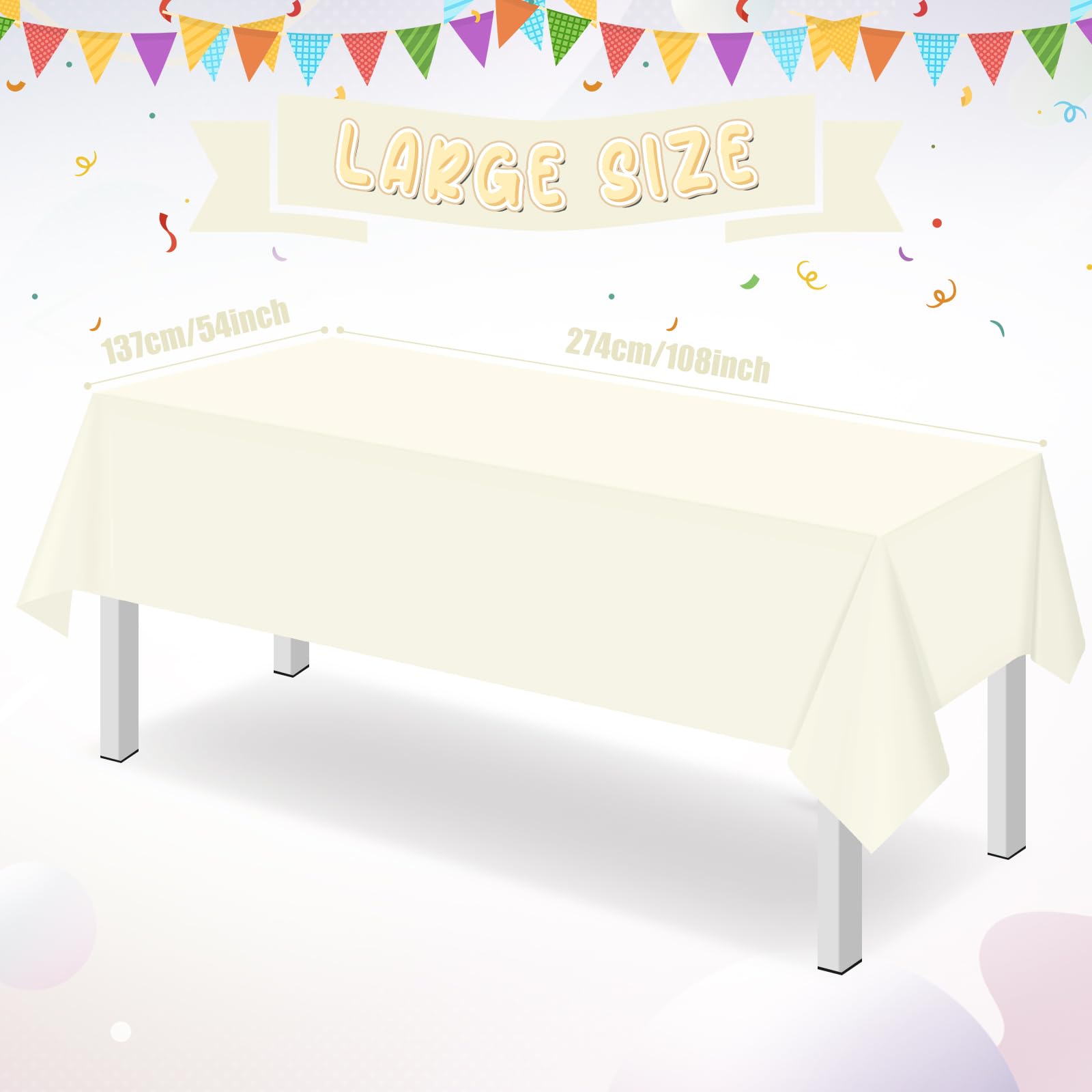 Ragnhild ivory disposable tablecloth, durable for family gatherings