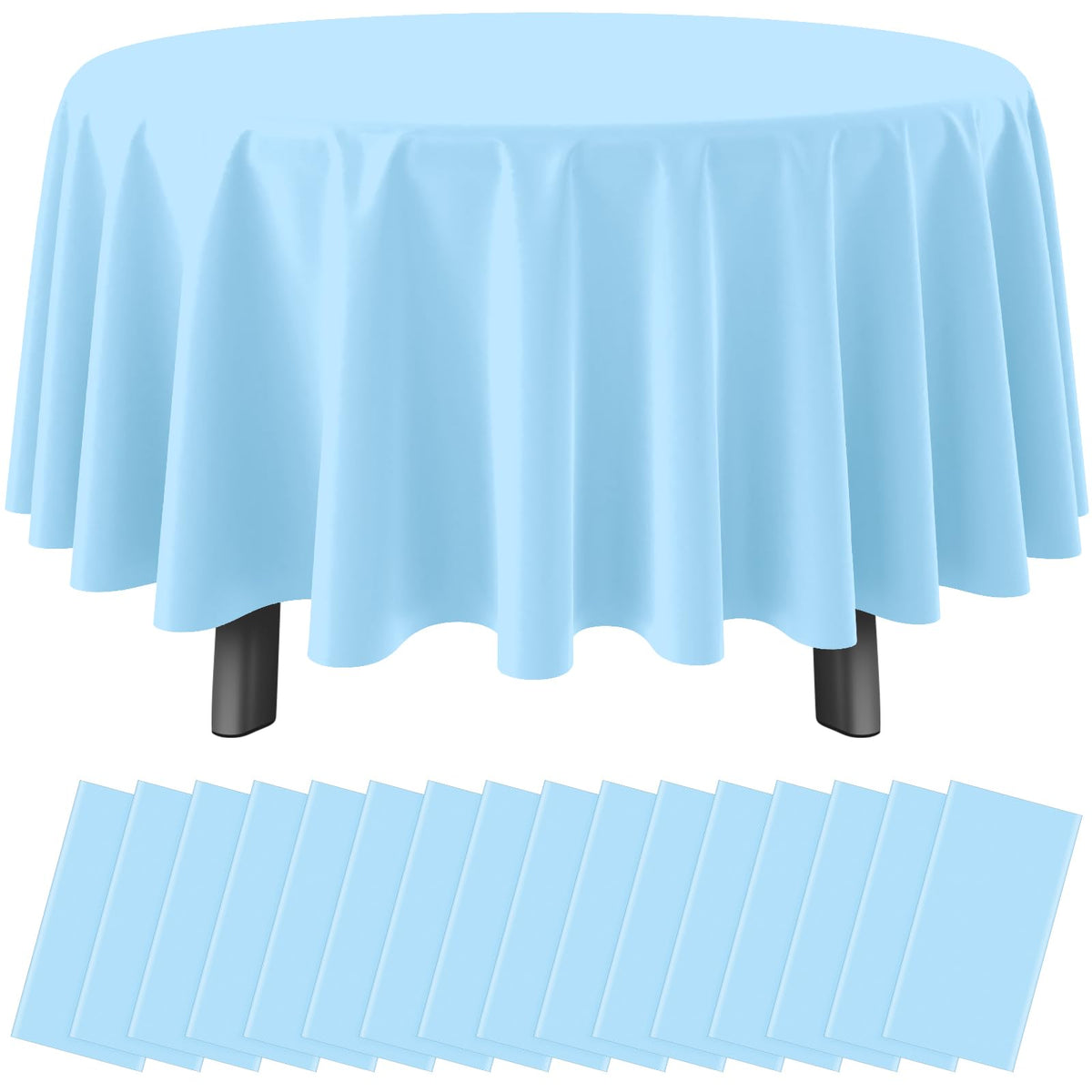 Ragnhild light blue round tablecloth 84in pack for easy party setup and cleanup