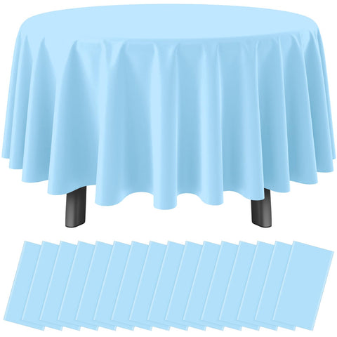 Ragnhild light blue round tablecloth 84in pack for easy party setup and cleanup