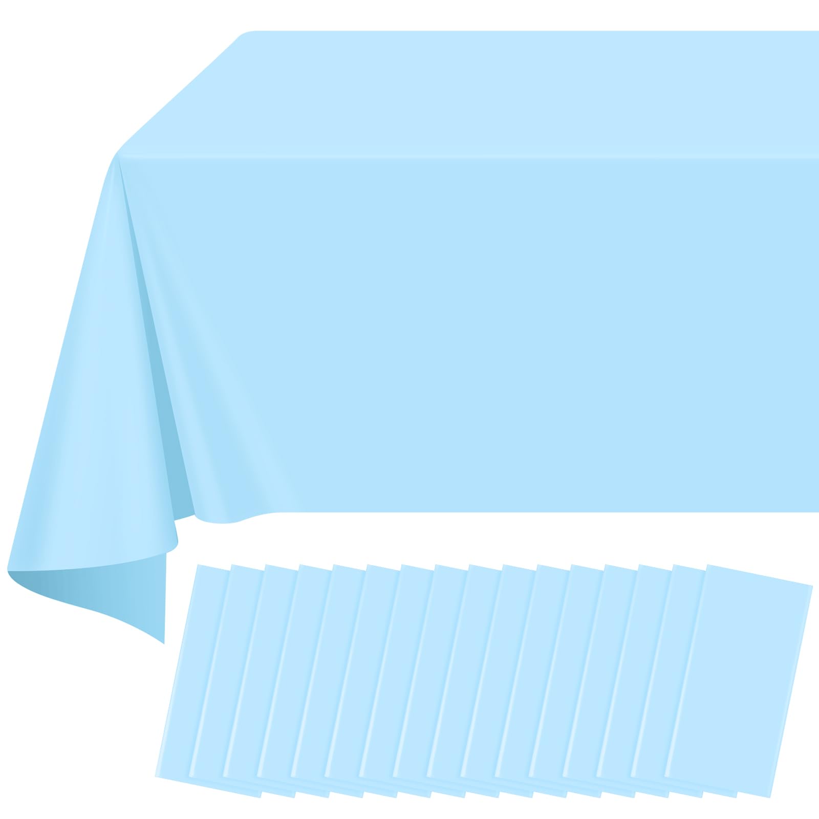 Ragnhild light blue tablecloth, 54x108 inches, disposable and waterproof for easy party cleanup.