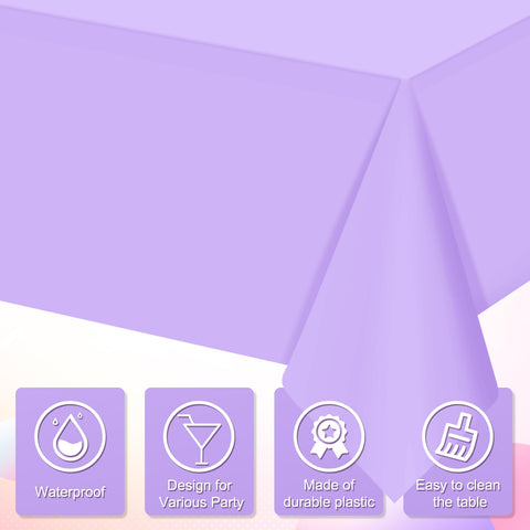 Ragnhild light purple tablecloth unfolded on table demonstrates full coverage.