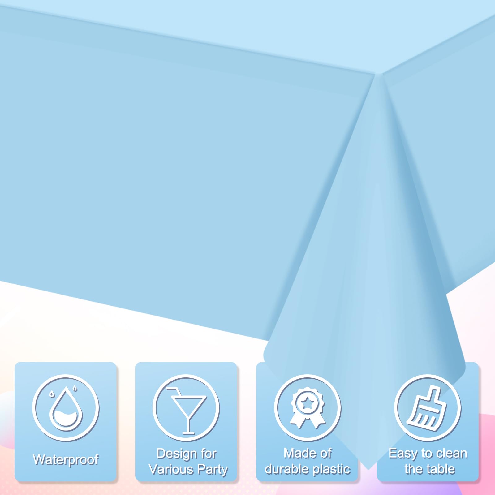 Ragnhild baby blue tablecloth, ideal for weddings and birthday celebrations.