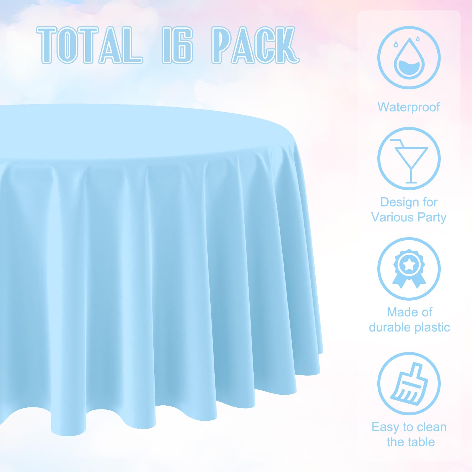 Ragnhild waterproof blue tablecloth provides lightweight scratch-resistant surface for quick events