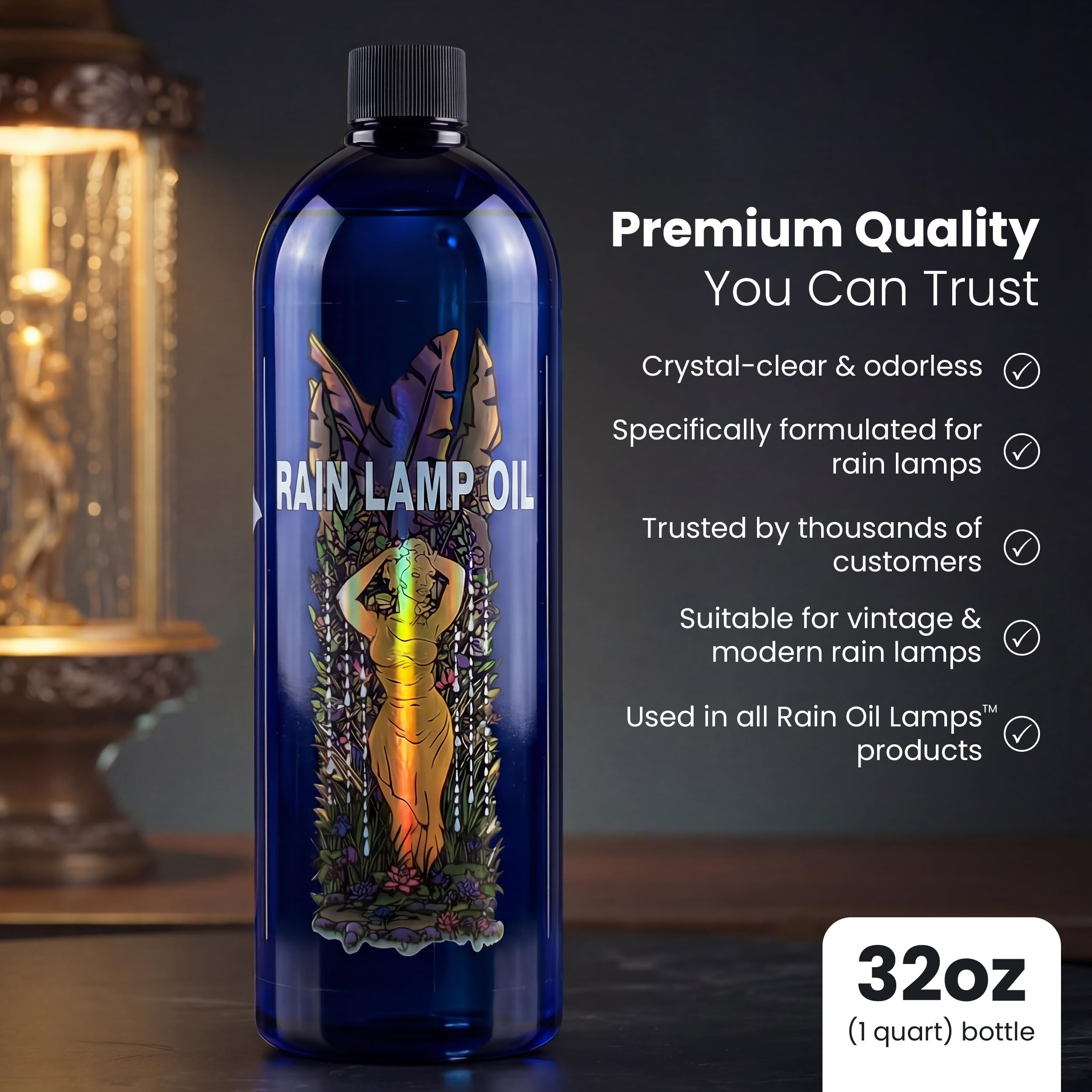 RAIN OIL LAMPS Drakeol 35 pour shows a smooth, steady oil flow for consistent lighting.