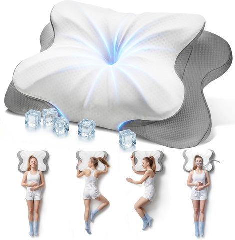 Rainbow Note cervical pillow adjustable height for personalized neck support across sleeping positions.