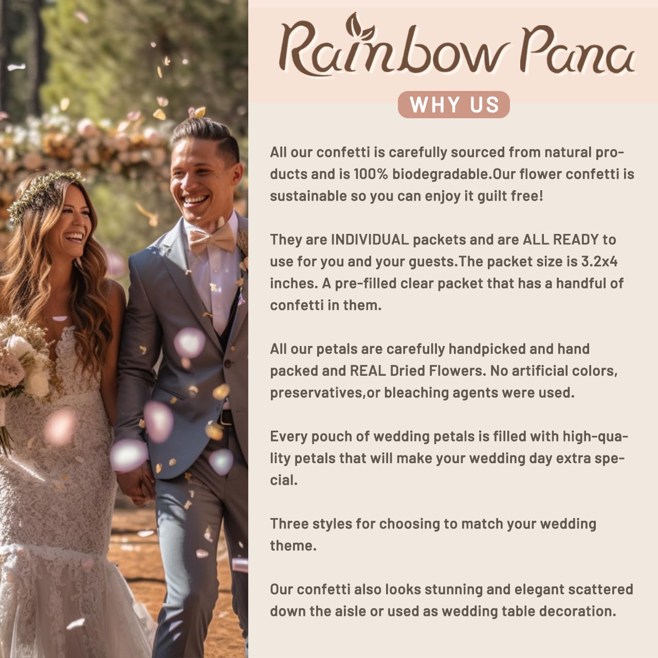 RainbowPana 50-pack confetti set ready for guests.