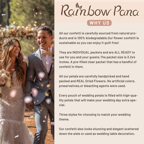 RainbowPana 50-pack confetti set ready for guests.