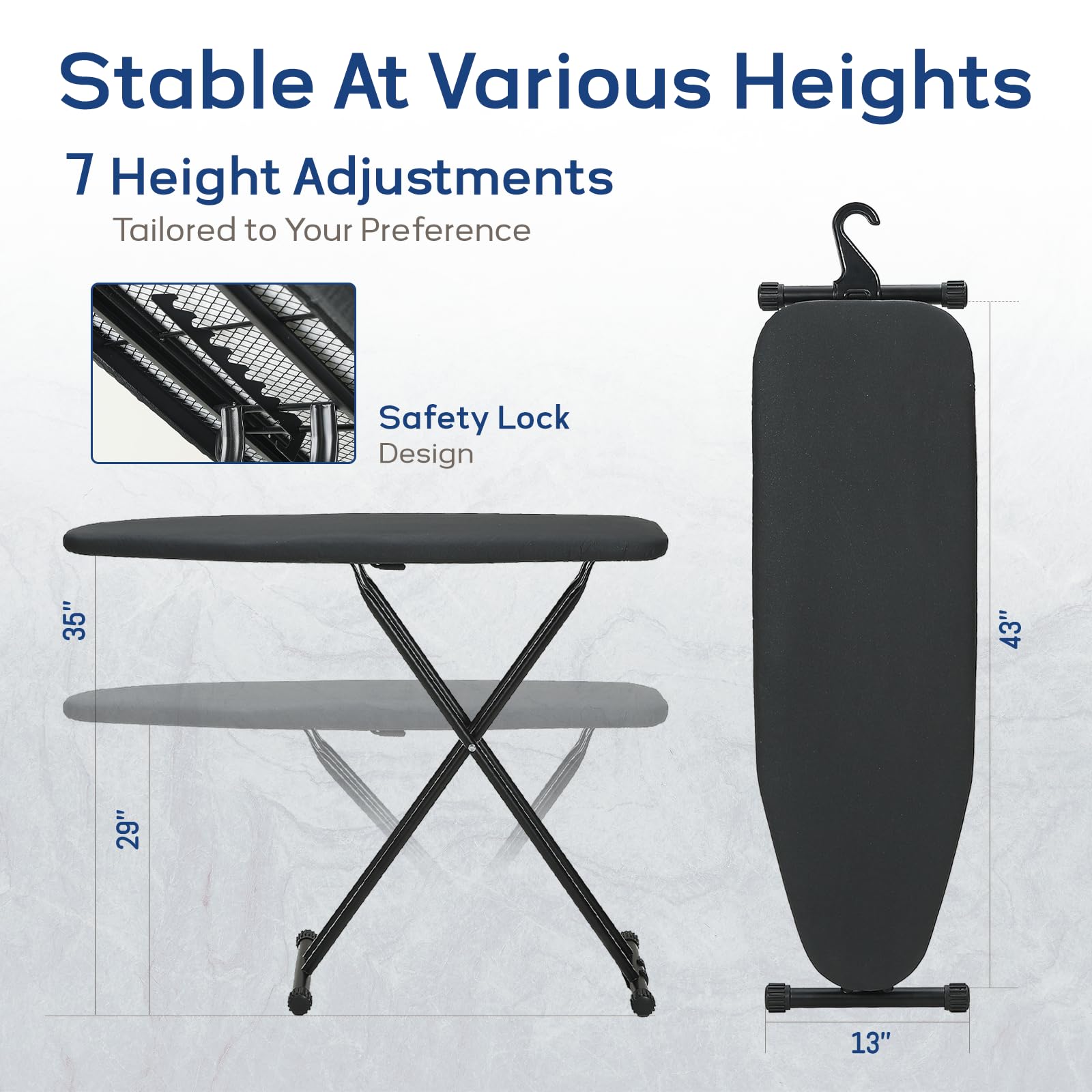 RAINHOL compact ironing board folded for space-saving storage