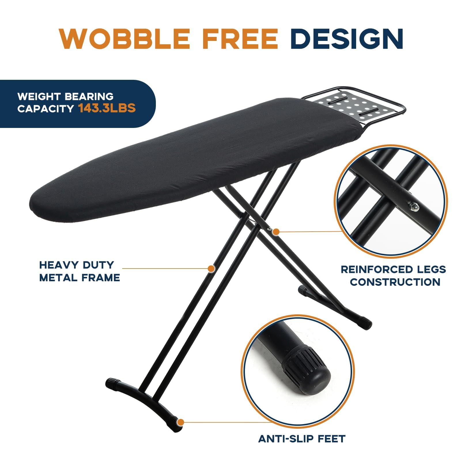 RAINHOL height-adjustable legs adapt to different user heights.