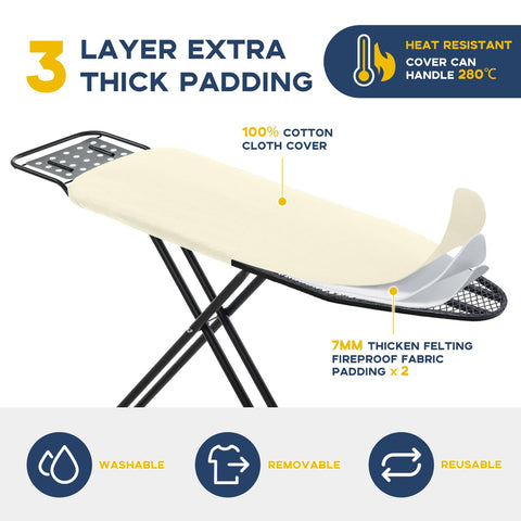 RAINHOL heat-resistant cover with ultra thick padding provides a durable surface.