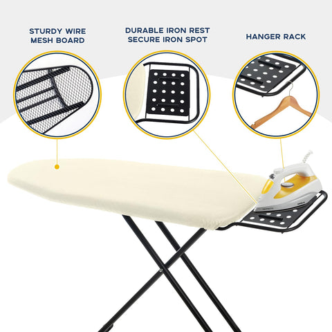 RAINHOL height-adjustable legs enable comfortable ironing at different heights.