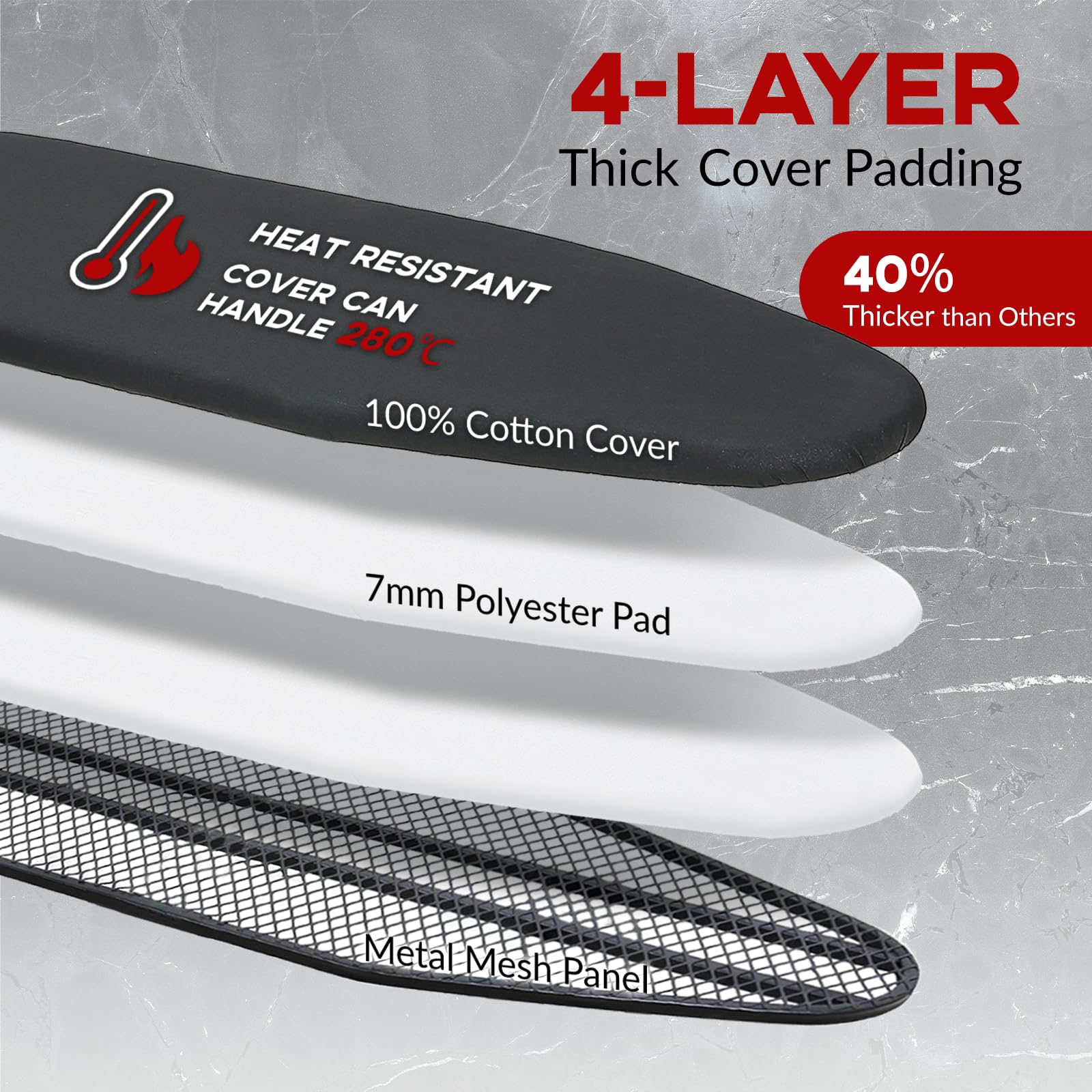 RAINHOL height-adjustable design lets you set a comfortable ironing height.