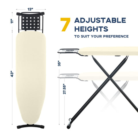 RAINHOL ironing board iron rest on the side for secure placement.