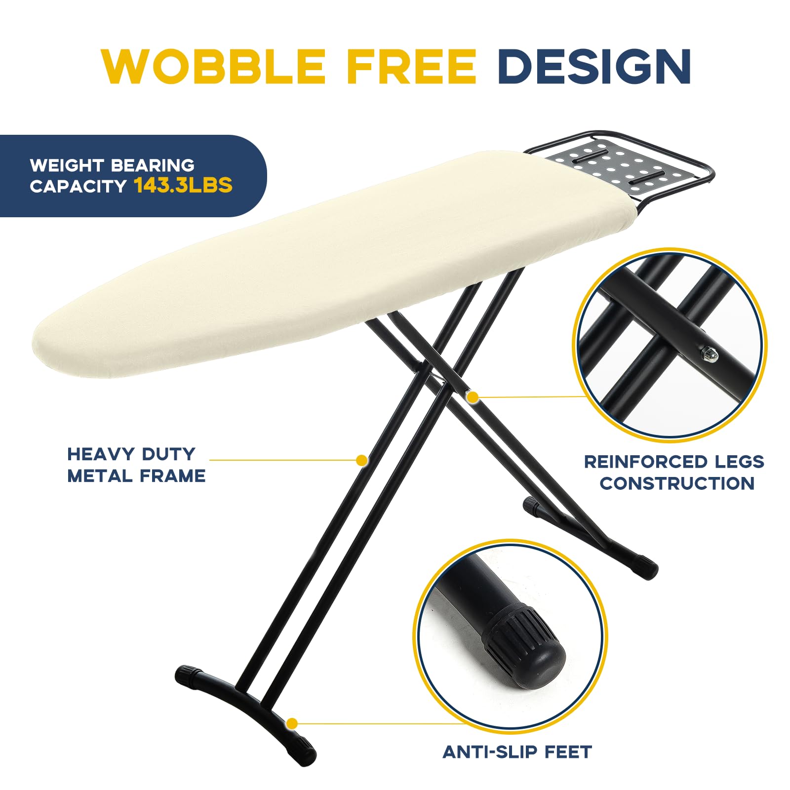 RAINHOL sturdy steel frame and non-slip caps ensure stable operation.
