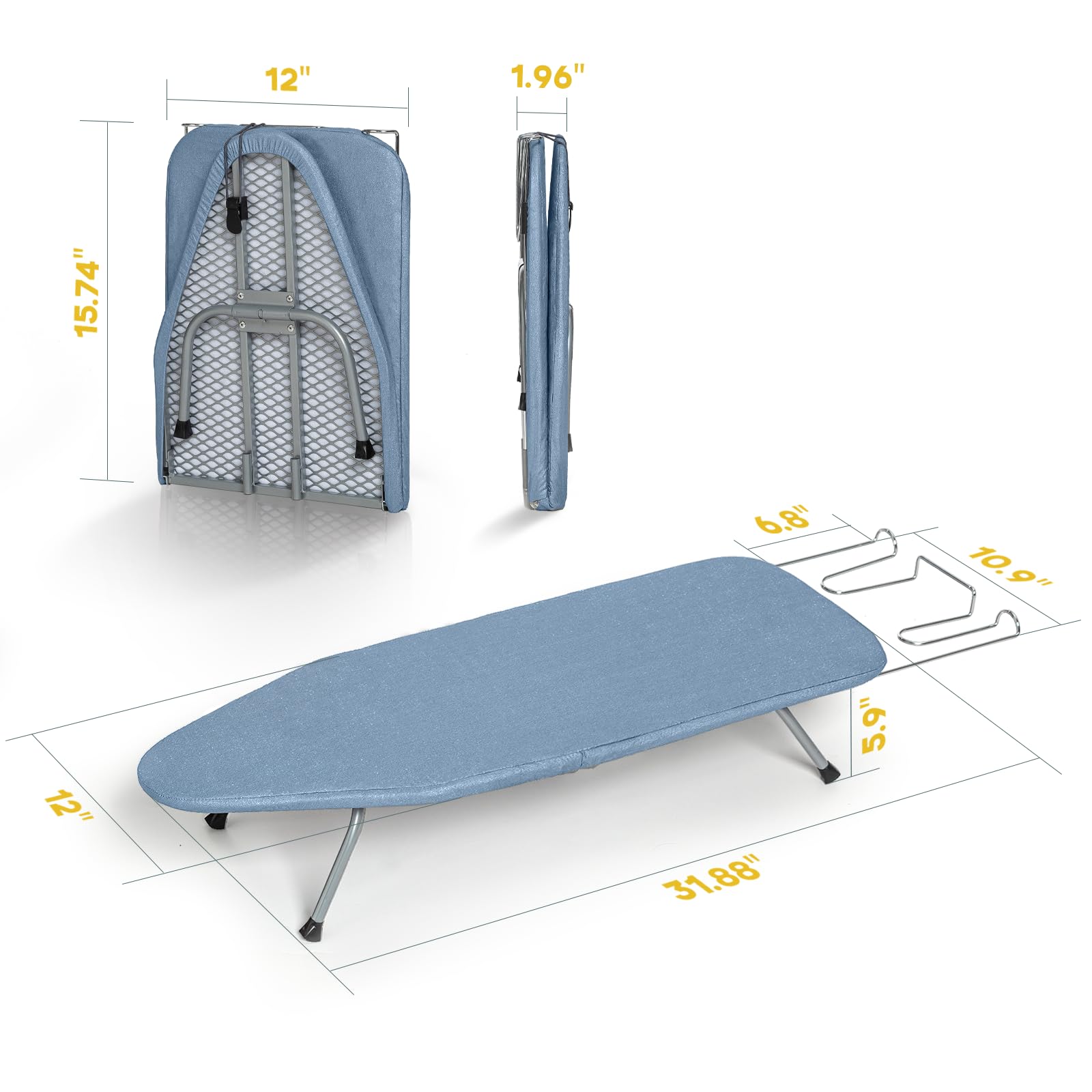 RAINHOL portable ironing board ideal for dorms and apartments on the go.