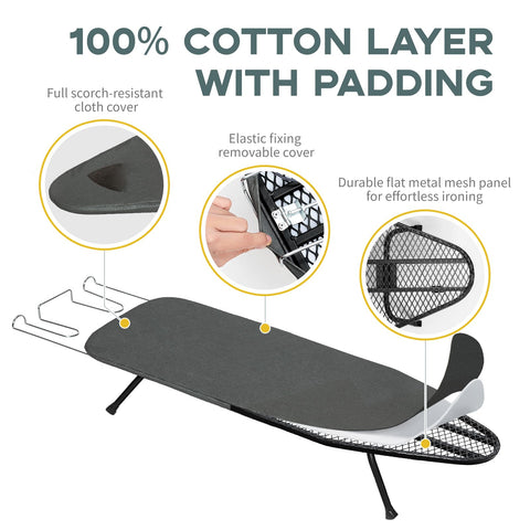 RAINHOL tabletop ironing board with cover and pad for quick garment touch-ups