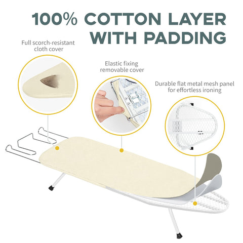 RAINHOL tabletop ironing board folded compact storage for small spaces.