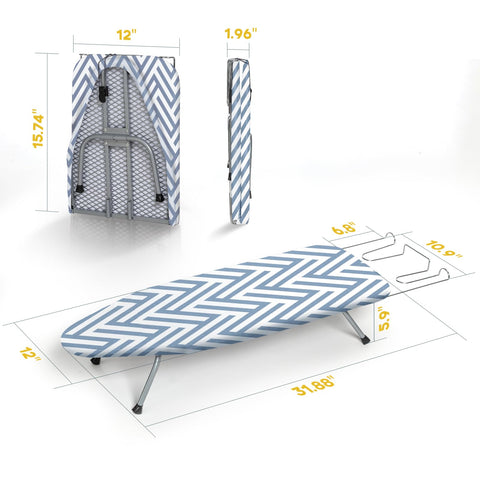 RAINHOL telescopic iron rest extends to support larger garments.