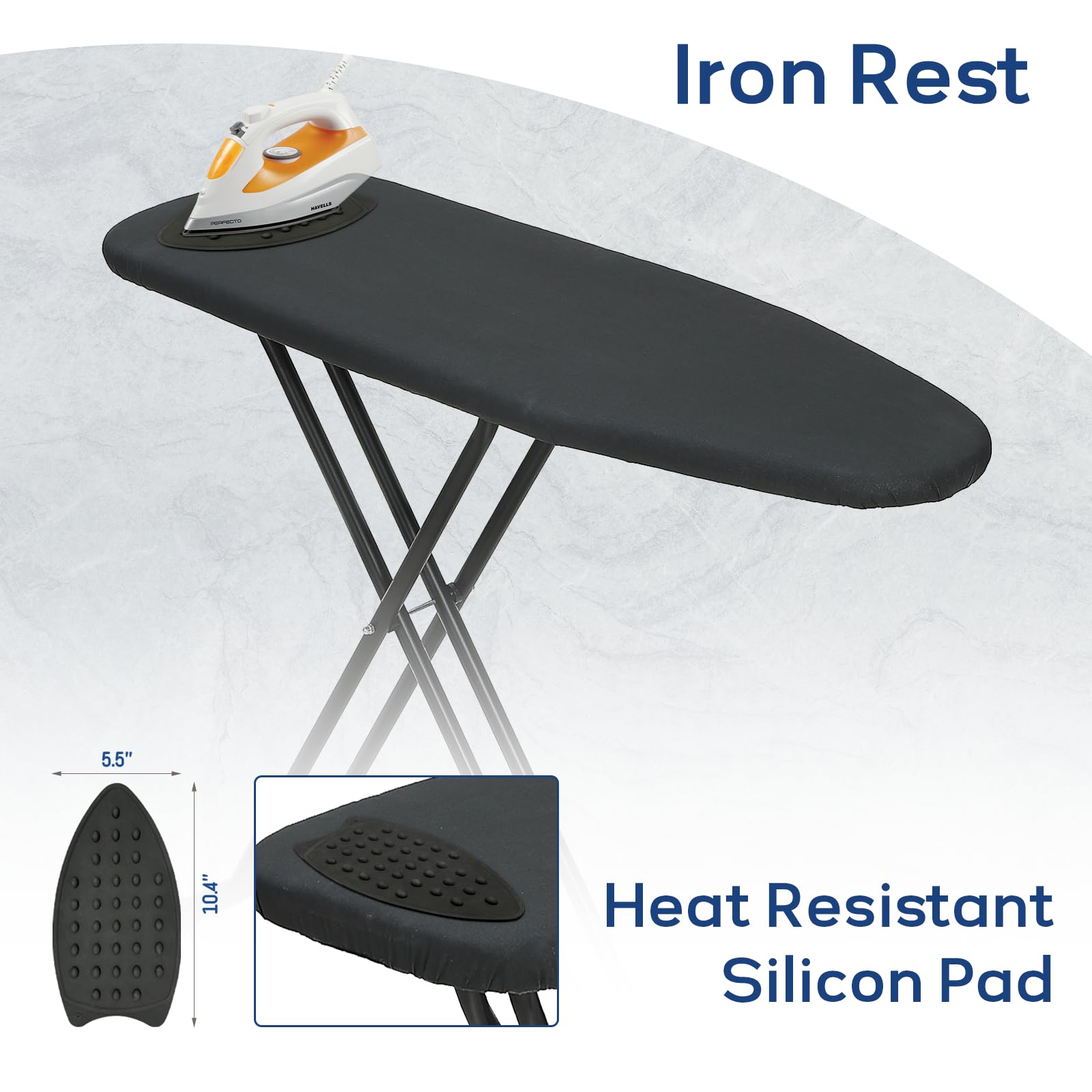 RAINHOL thick cover and pad provide a durable ironing surface
