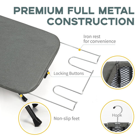 RAINHOL portable ironing board ready for travel on countertops