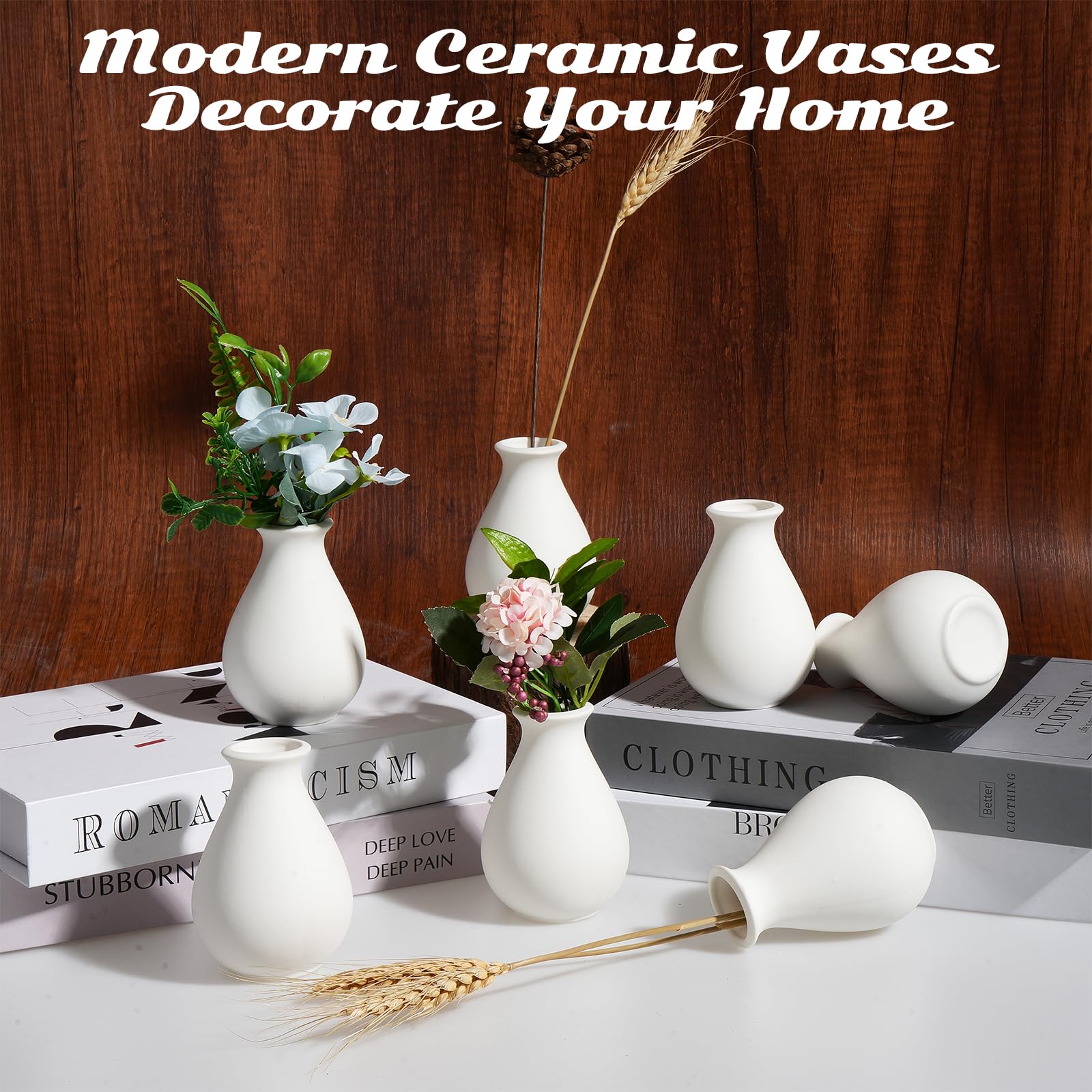 Rainmae compact vases measuring 2.8 x 3.9 inches for small arrangements.