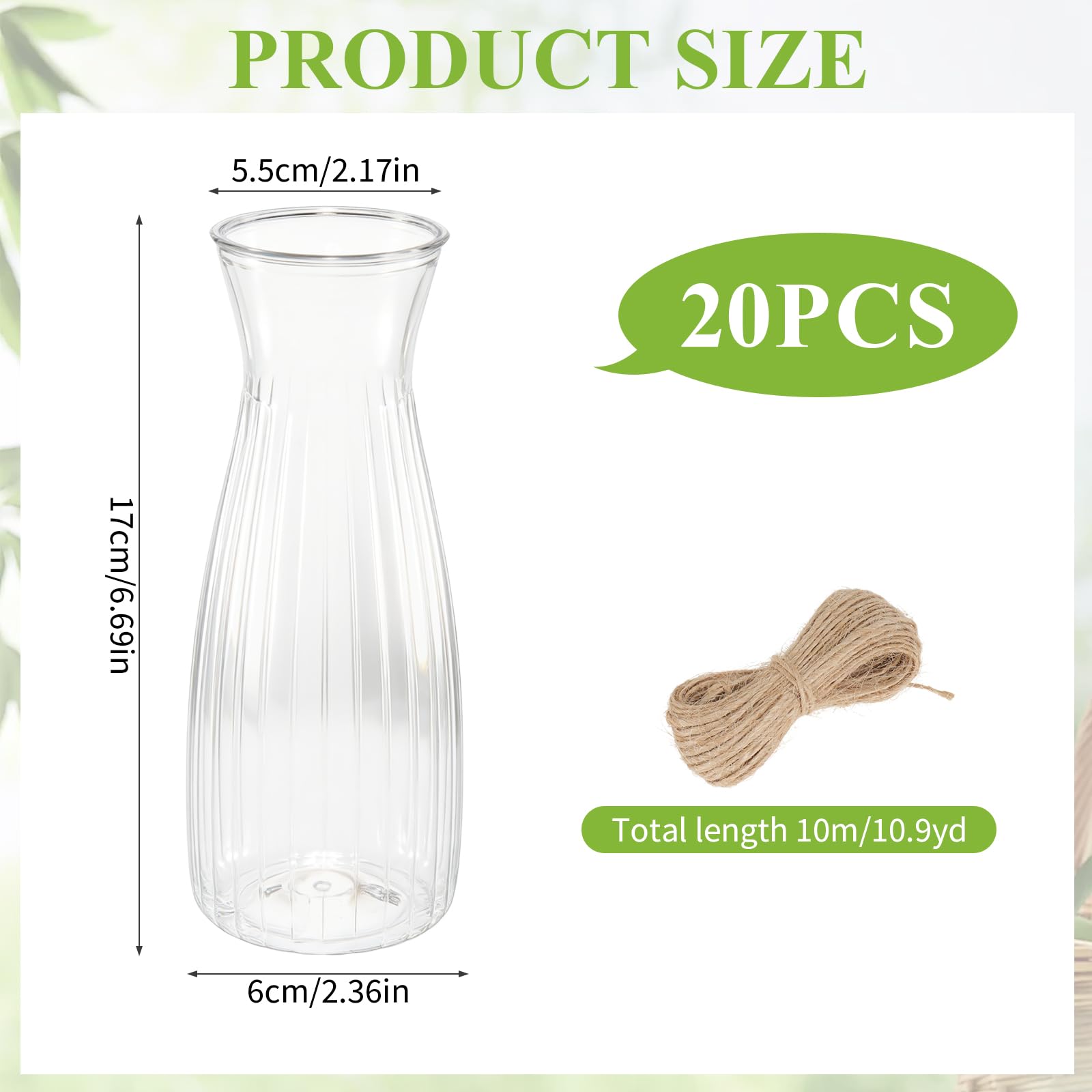 Rainmae crystal-clear plastic vases showcase stems with shatterproof durability.