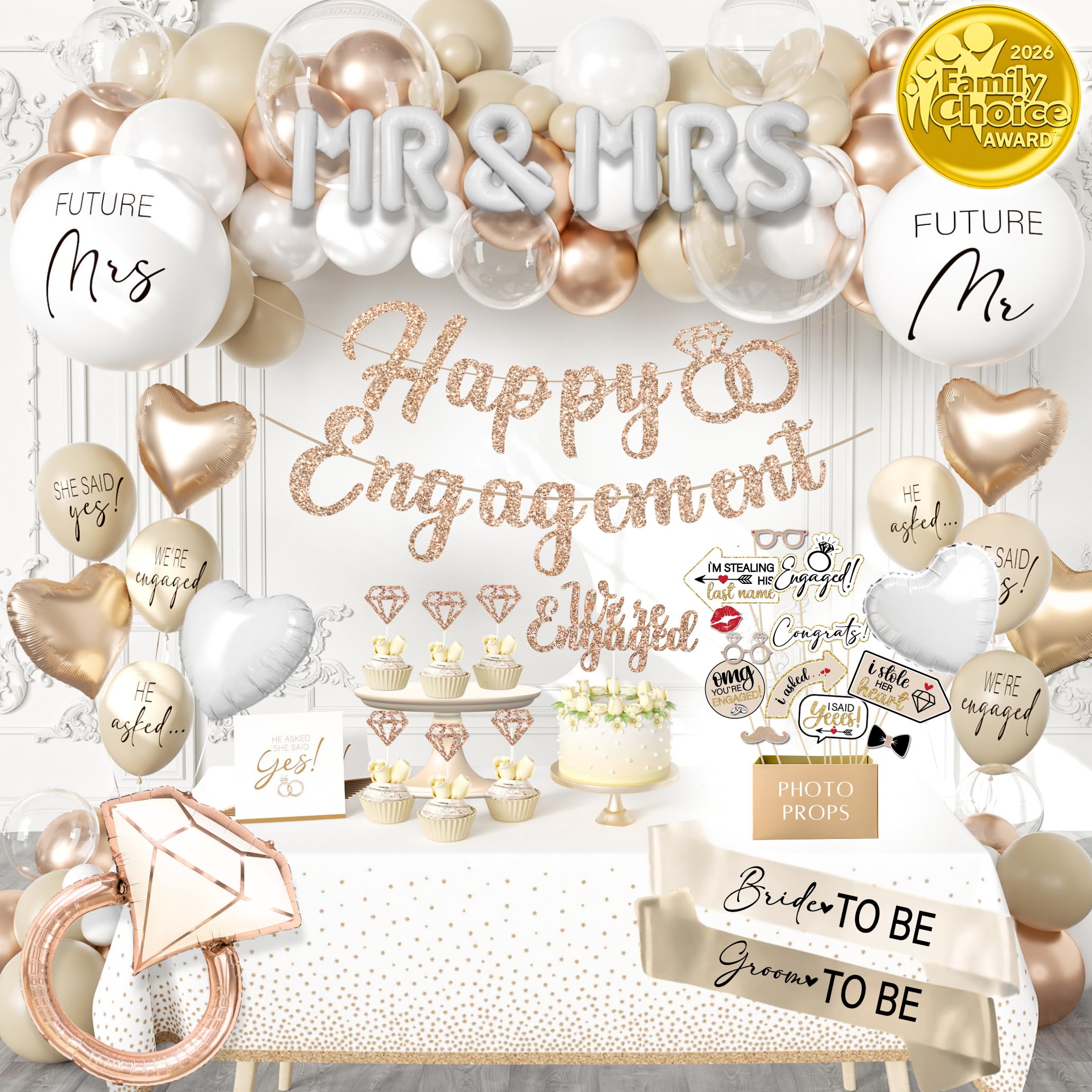 RainMeadow 261pc engagement kit balloon arch for chic wedding backdrops.