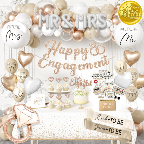 RainMeadow 261pc engagement kit balloon arch for chic wedding backdrops.