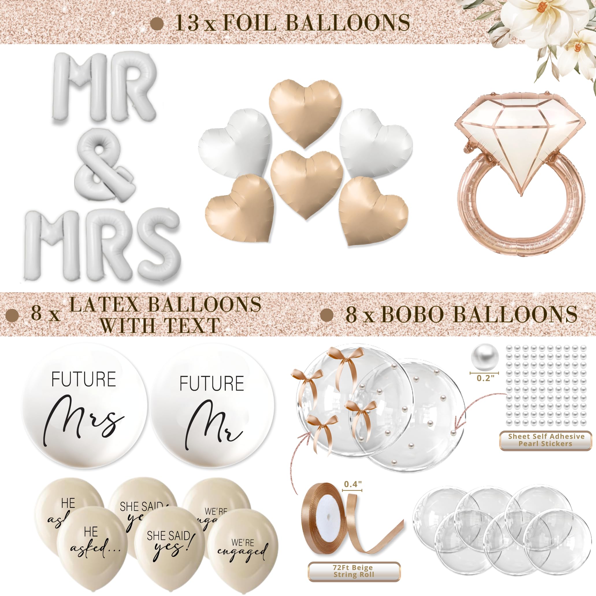 RainMeadow beige string roll simplifies arch setup and styling.
