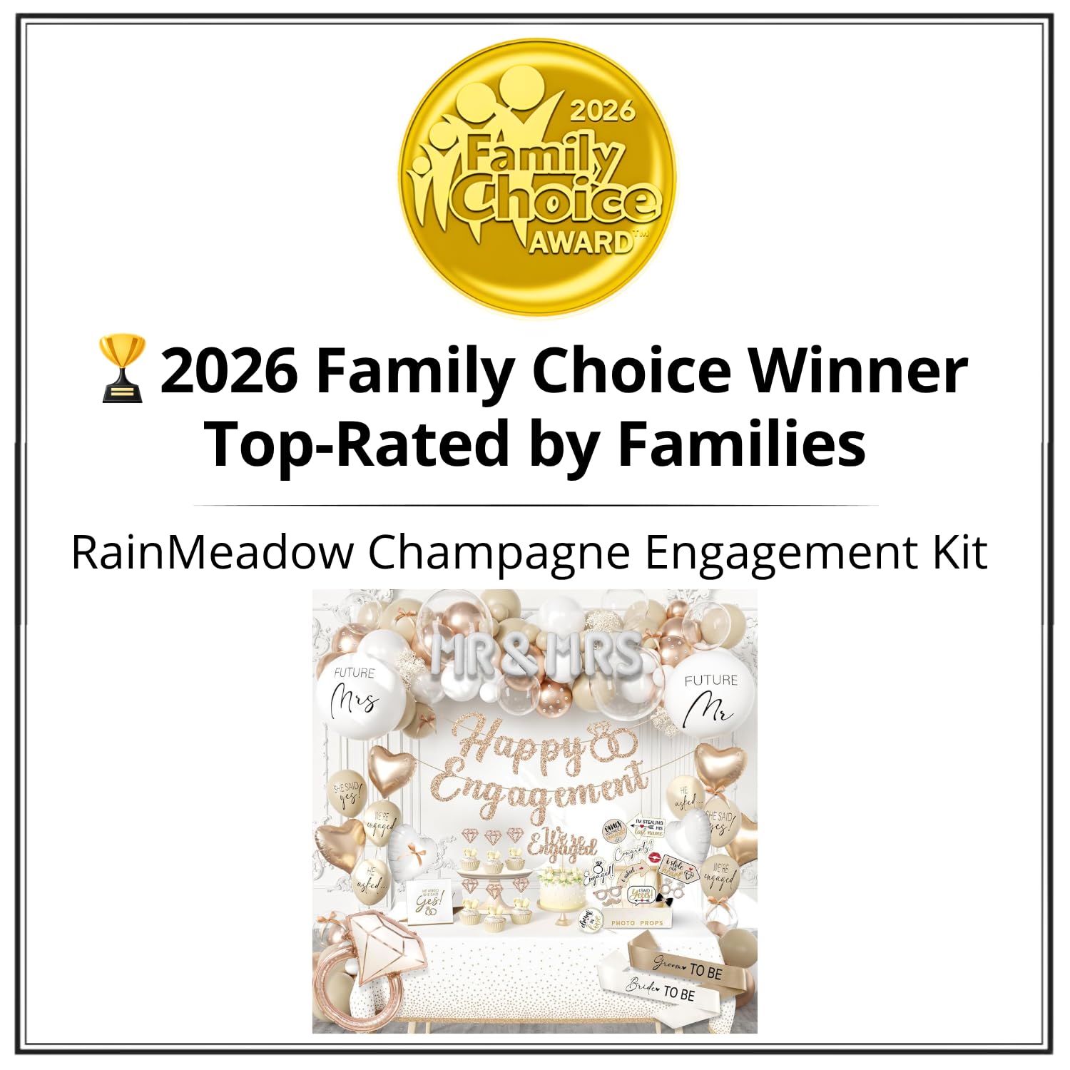 RainMeadow elegant Mr. & Mrs balloons enhance timeless celebration aesthetics.