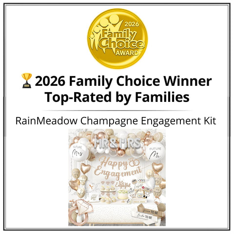RainMeadow elegant Mr. & Mrs balloons enhance timeless celebration aesthetics.