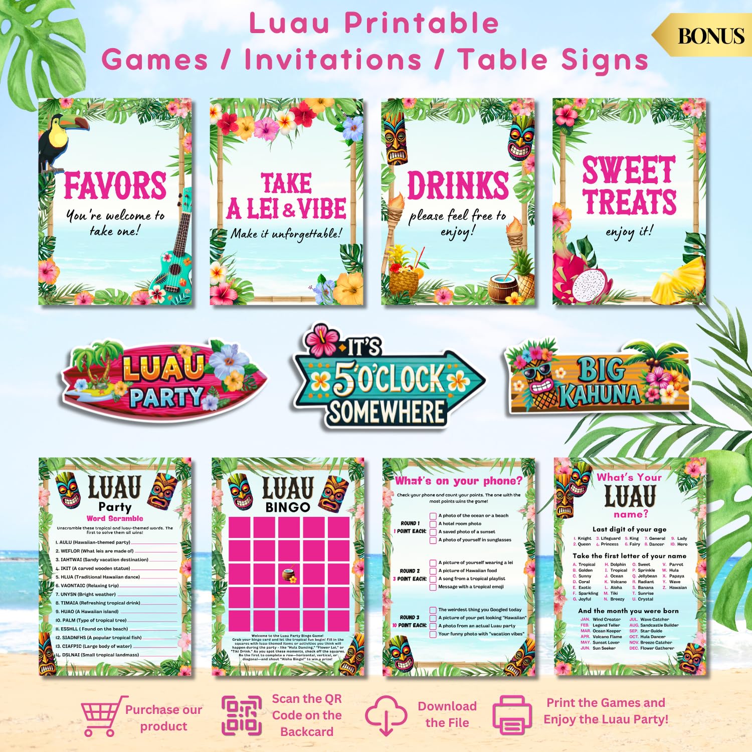 RainMeadow Hawaiian decor kit offers a complete styling package for parties.