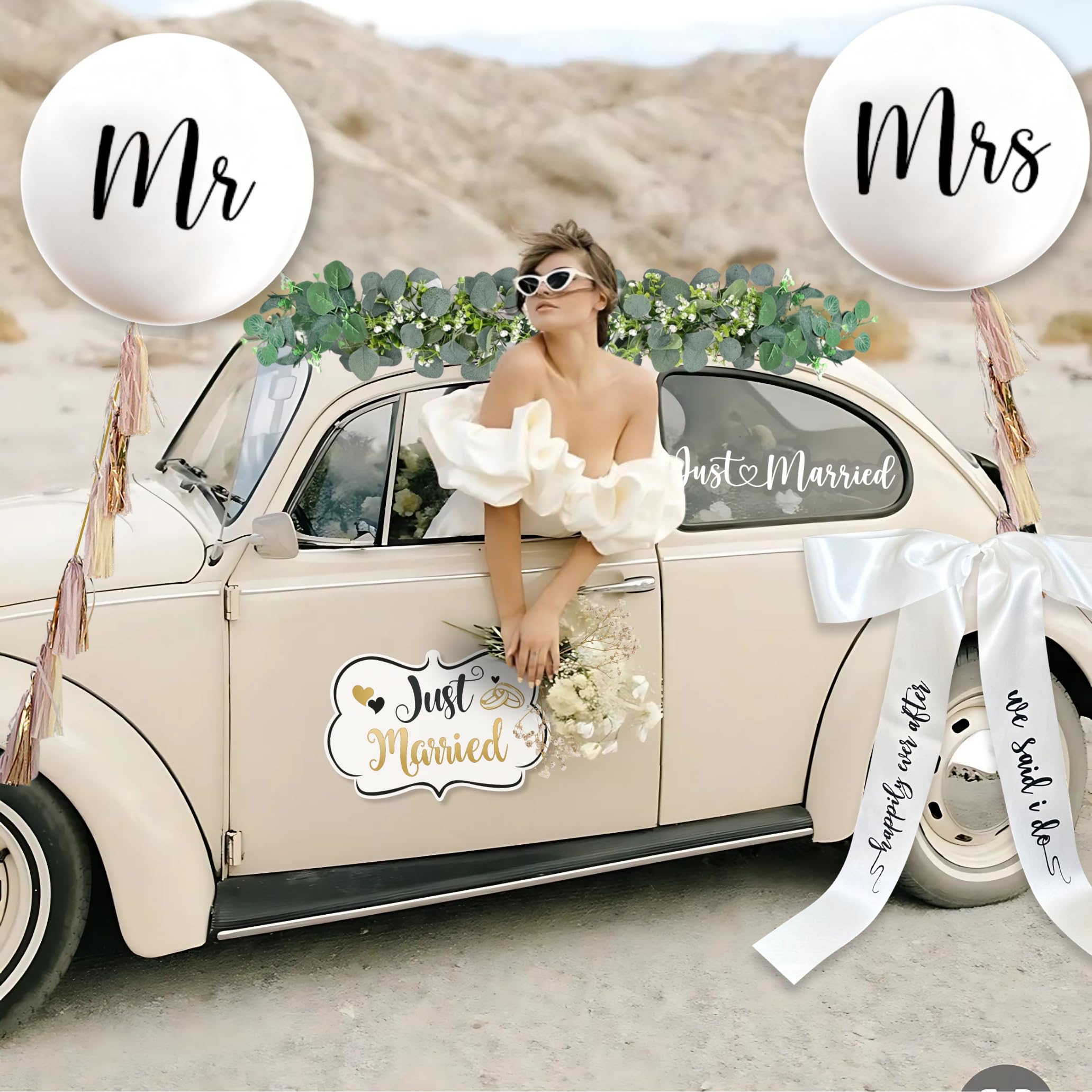 RainMeadow Just Married balloons frame your grand exit