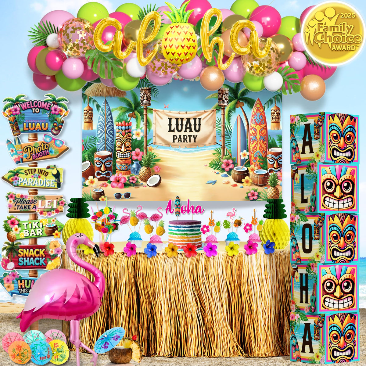RainMeadow luau balloons 65 pieces brighten indoor or outdoor parties with bold tropical colors.