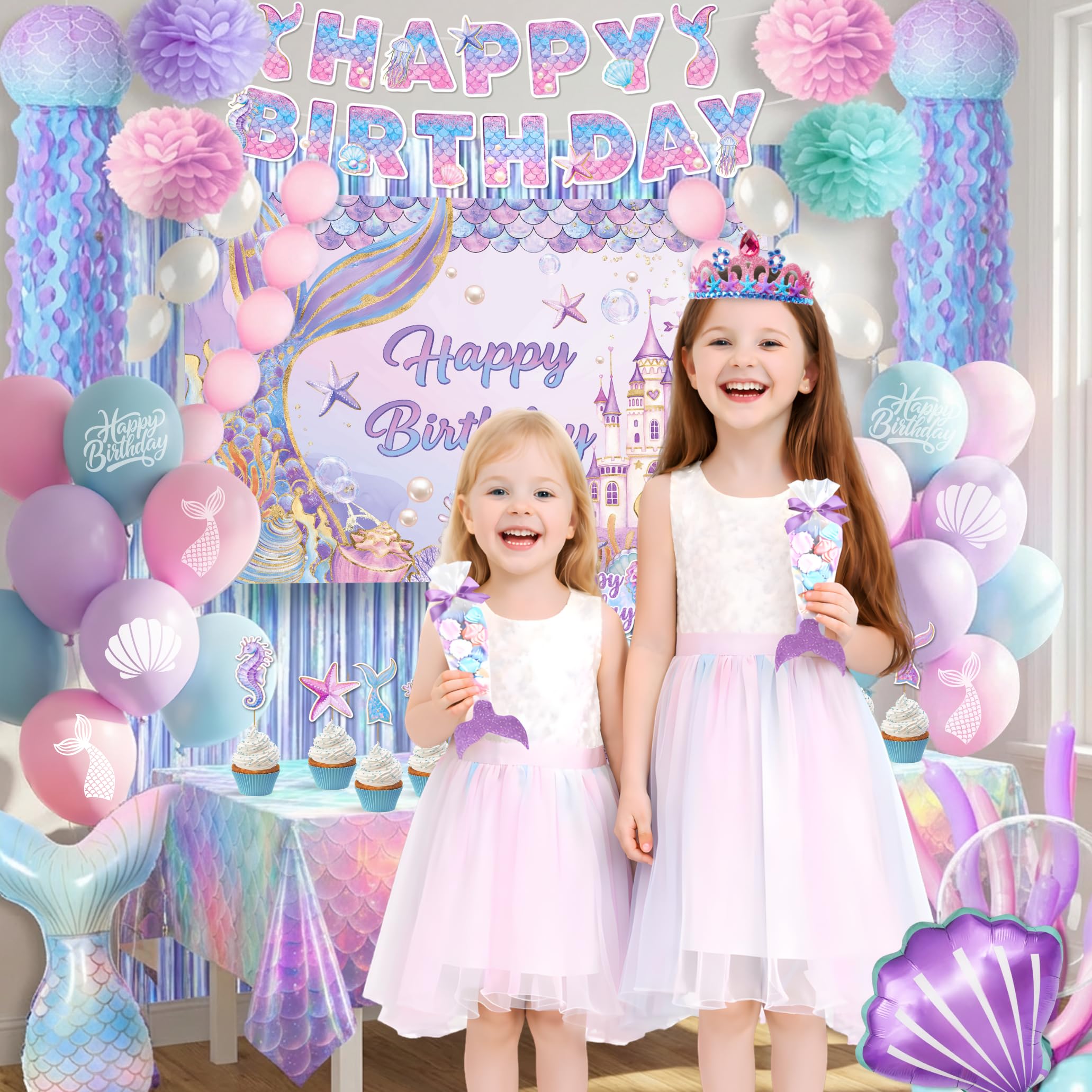 RainMeadow Mermaid table decor ties the party look together