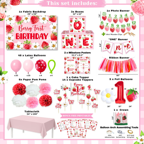 RainMeadow strawberry balloons brighten the party space