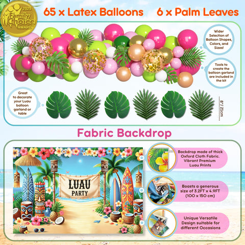 RainMeadow tropical backdrop canvas creates a vibrant photo wall for celebrations.