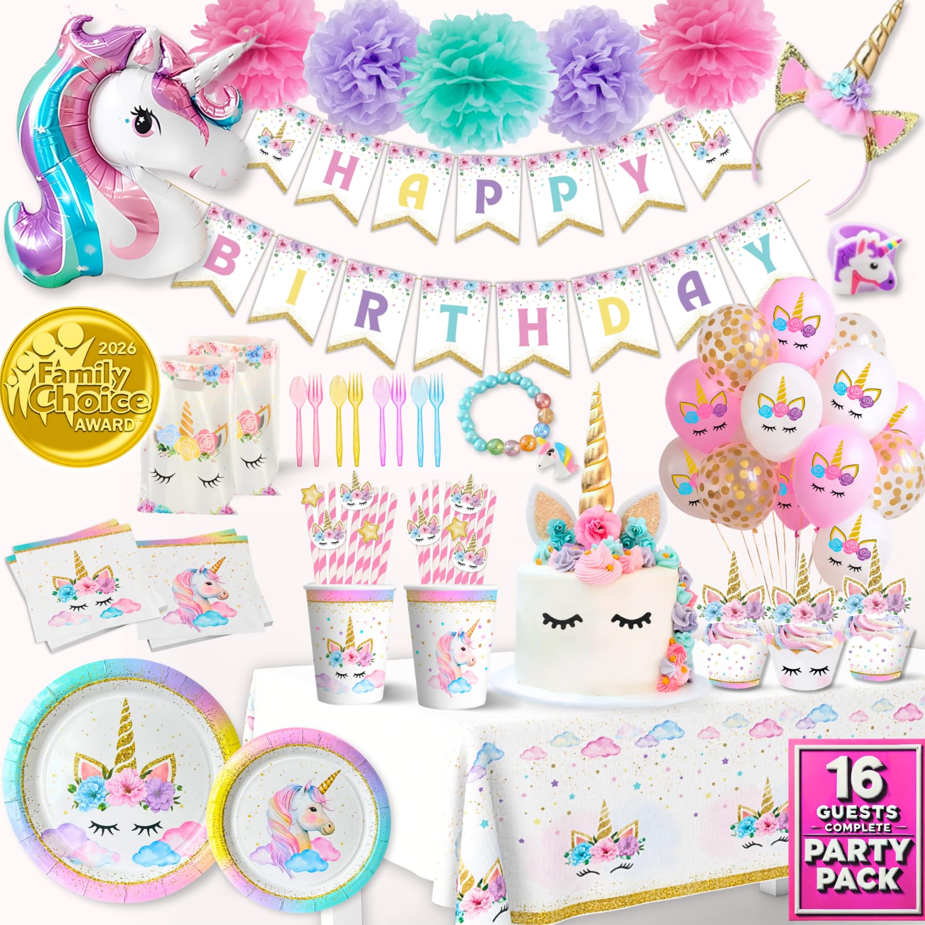 RainMeadow unicorn birthday plates for sturdy, leak-resistant party dining.
