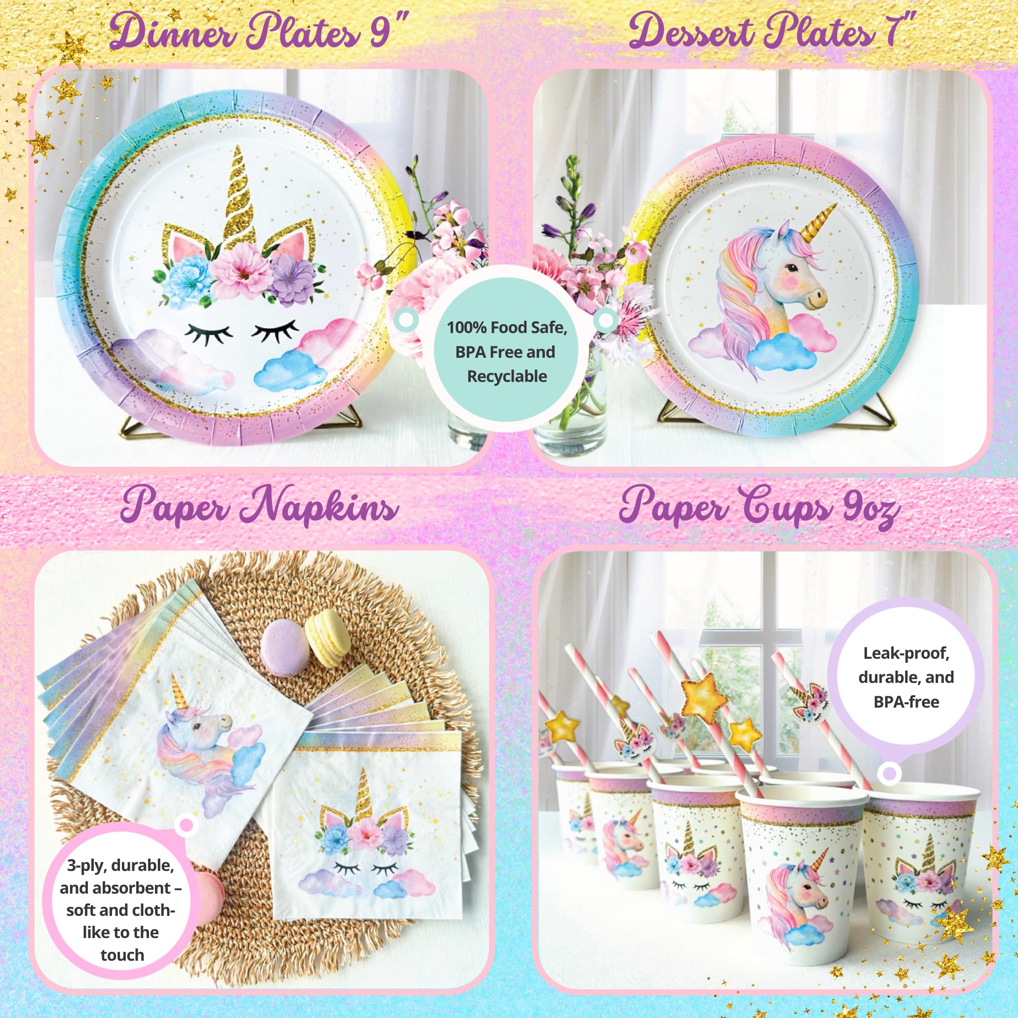 RainMeadow unicorn birthday tablecloth protecting surfaces during celebrations.