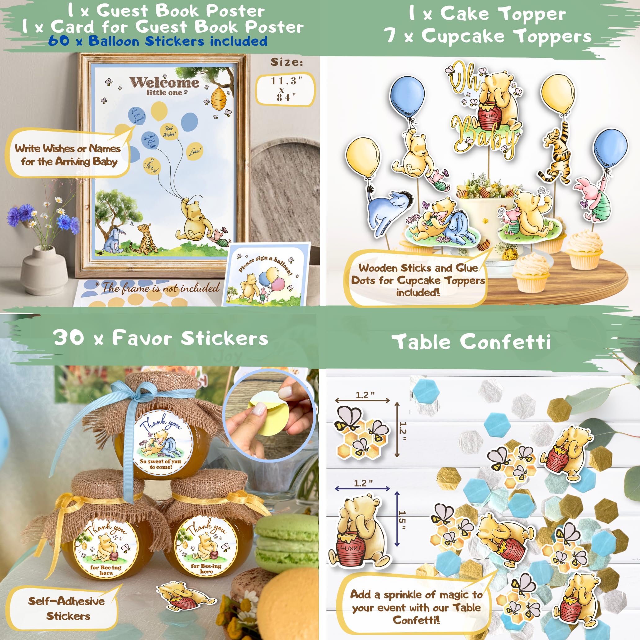 RainMeadow Winnie balloon boxes frame the gift table decor