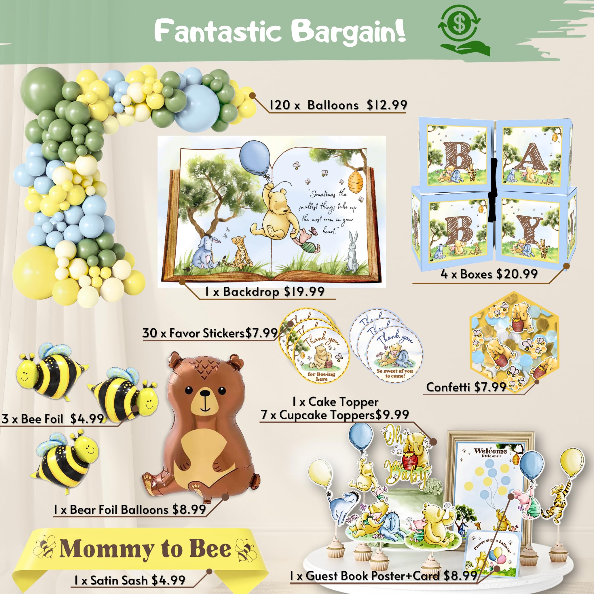 RainMeadow Winnie confetti and stickers add festive touches