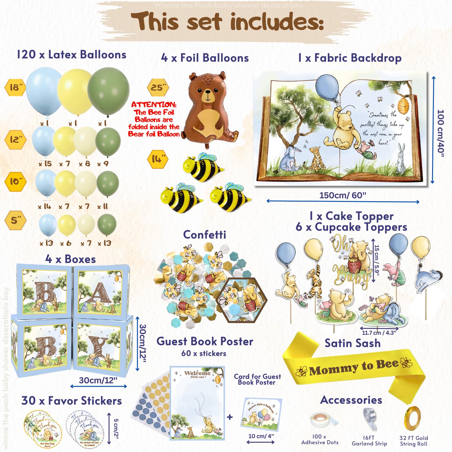 RainMeadow Winnie teddy bear balloon as centerpiece focal point