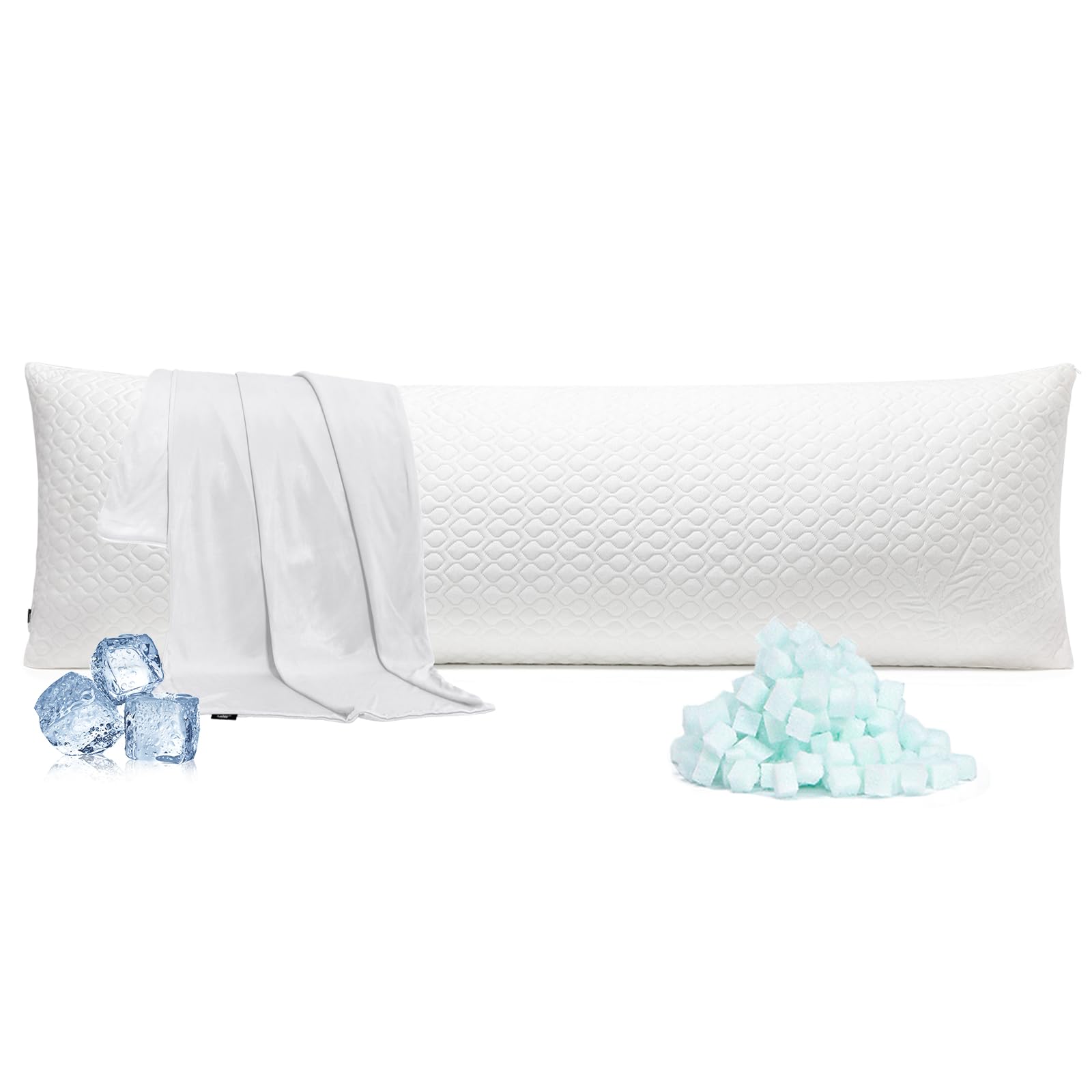 Rainmr cubies memory foam pillow shows full length support