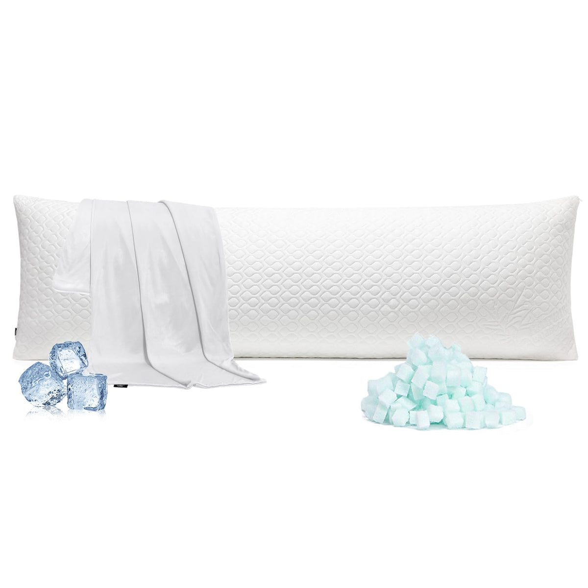 Rainmr cubies memory foam pillow shows full length support