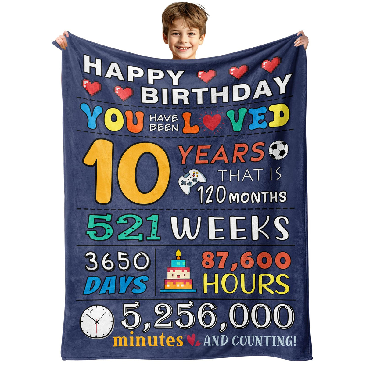Rakoviol 10th birthday blanket folded for gifting and cozy warmth.